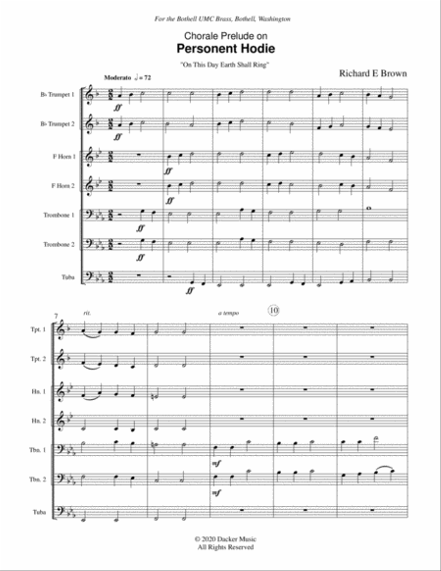 Chorale Prelude on Personent Hodie - Brass Septet Brass Ensemble scores gallery preview page 3