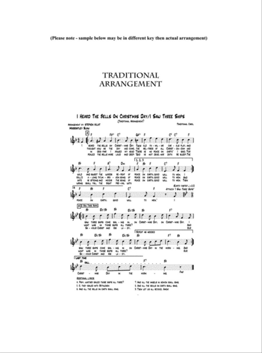 I Heard The Bells On Christmas Day/I Saw Three Ships Medley - Lead sheet arranged in traditional and Jazz Ensemble scores gallery preview page 2