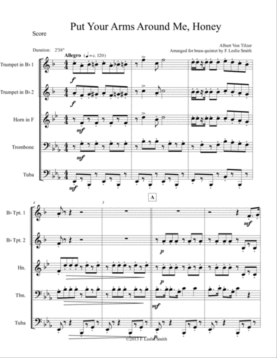 Put Your Arms Around Me, Honey Brass Ensemble scores gallery preview page 2