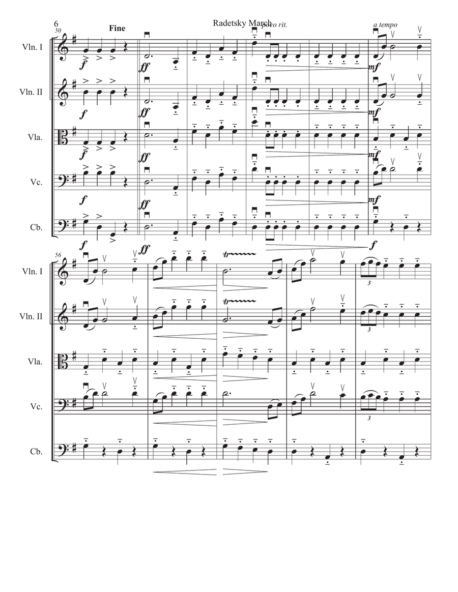 Radetzky March for String Orchestra String Quartet scores gallery preview page 6