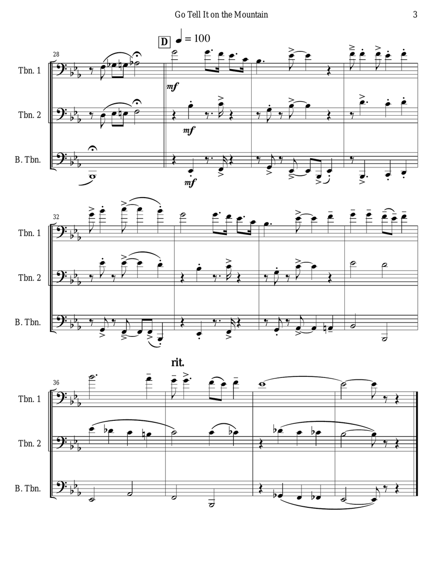 Go Tell It on the Mountain (Trombone Trio) Trombone Trio scores gallery preview page 3
