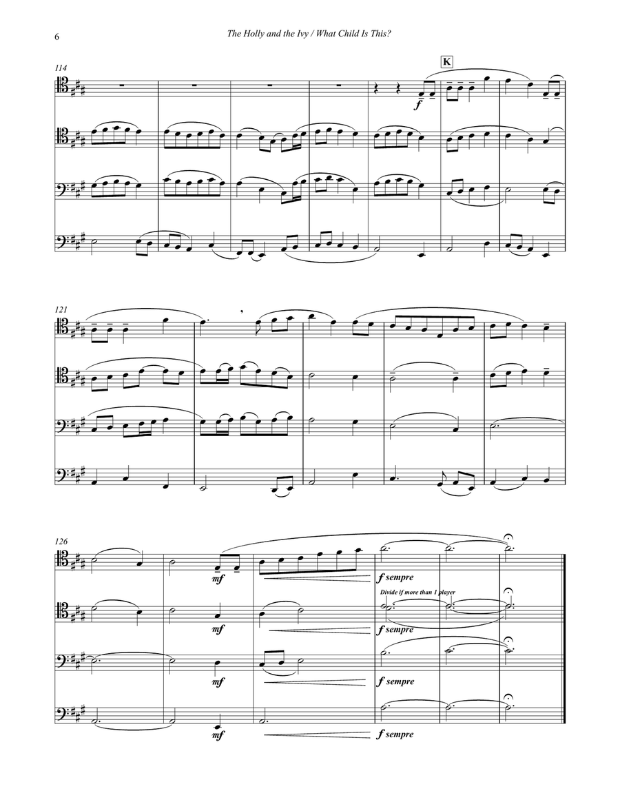 Holly and the Ivy and What Child Is This for Trombone Quartet Brass Quartet scores gallery preview page 6