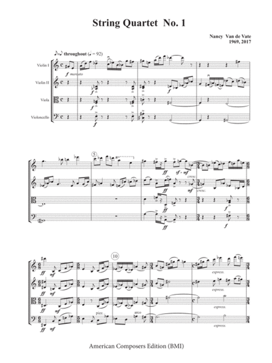 [Van de Vate] String Quartet No. 1