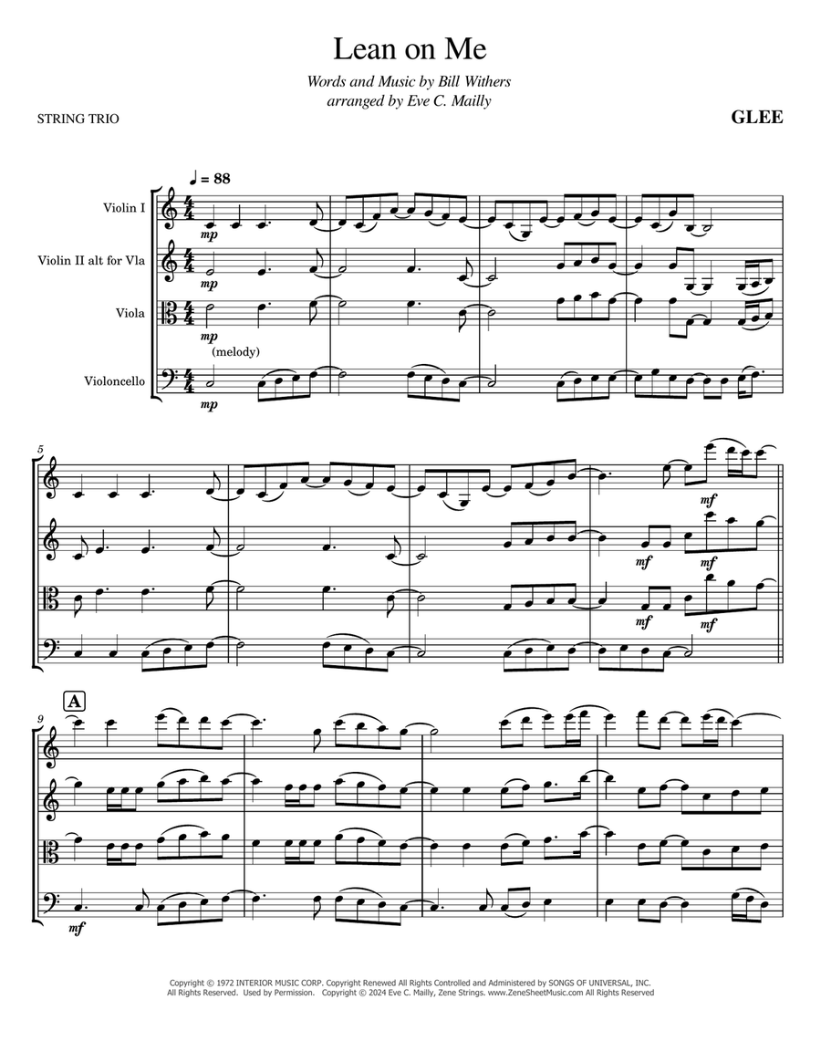 Lean On Me String Trio scores gallery preview page 1