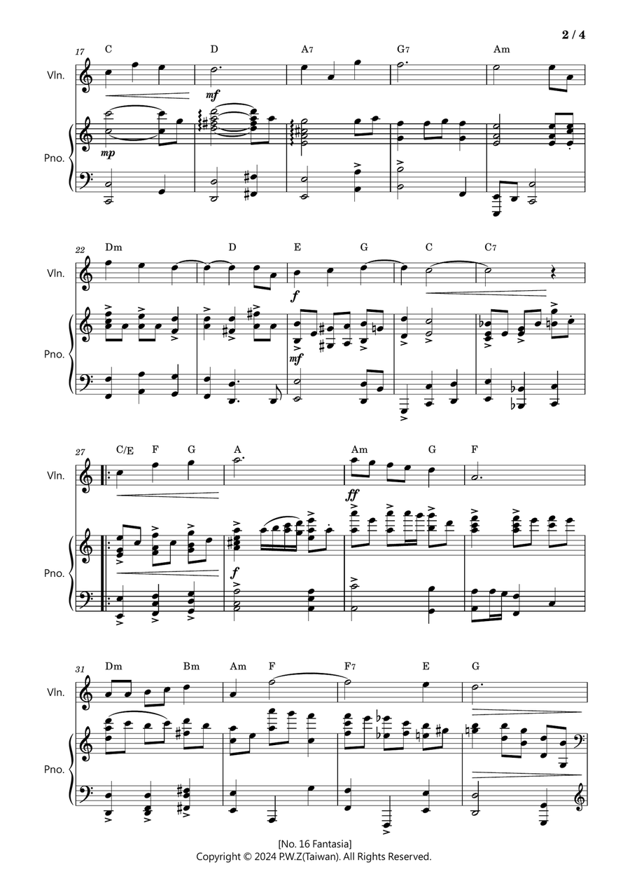 No 16, No. 16 Fantasia No 16, No. 16 Fantasia String Duet scores gallery preview page 2