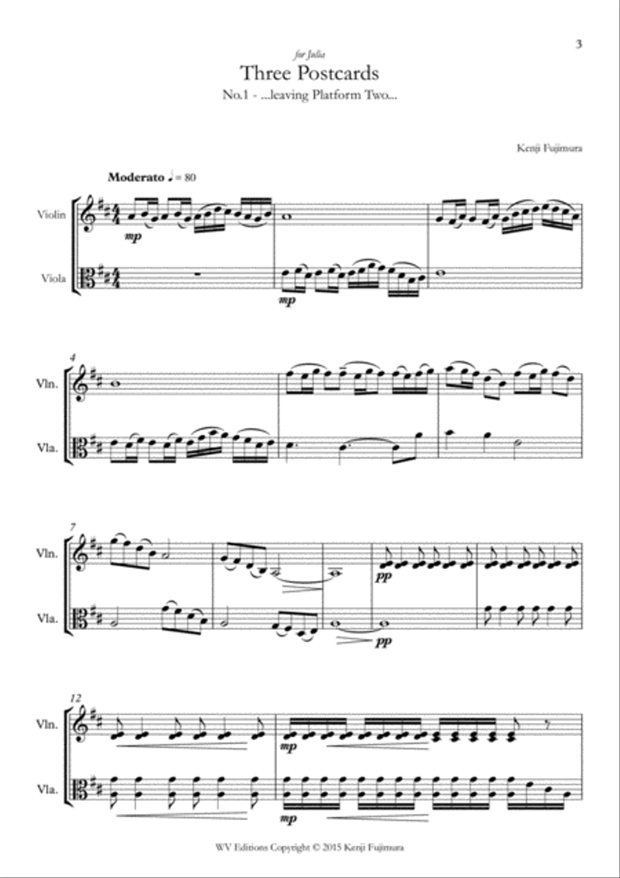 Three Postcards for violin and viola String Duet scores gallery preview page 3