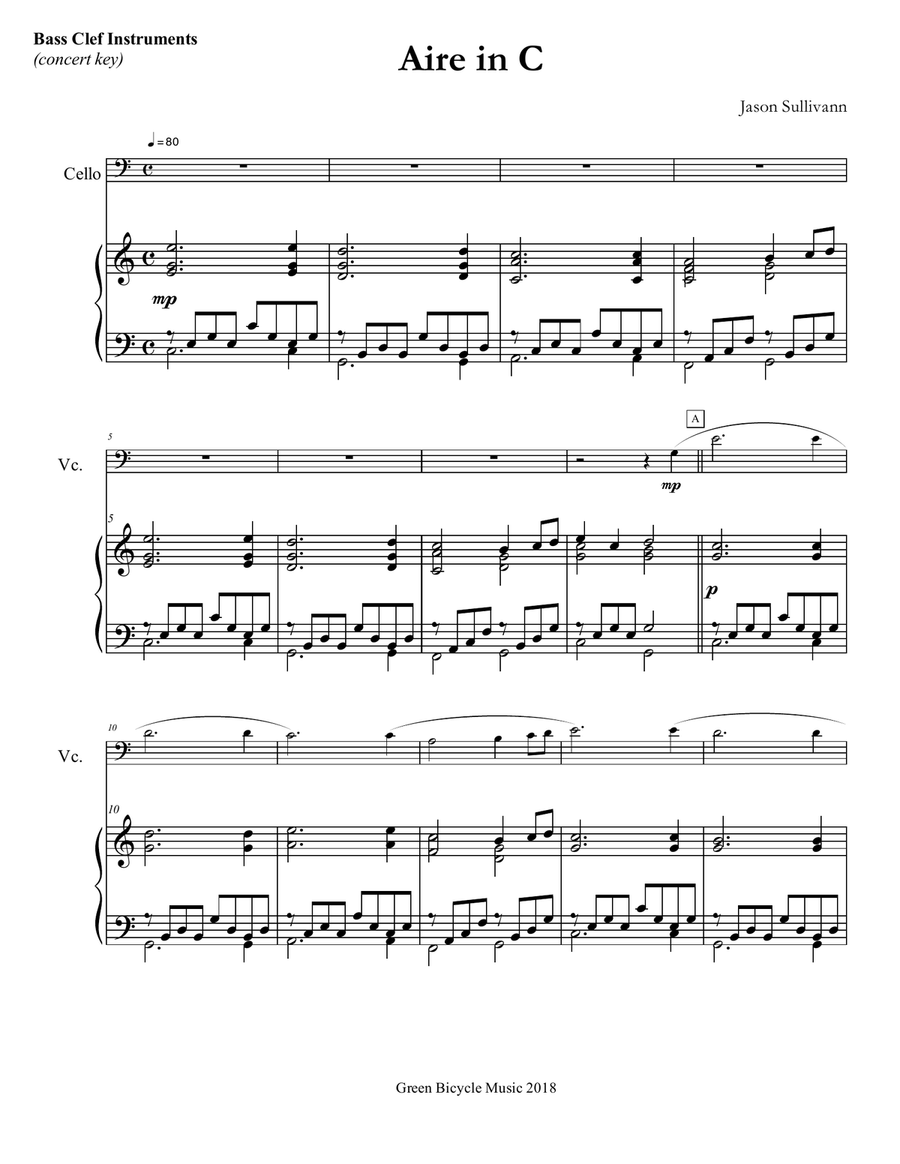 3 Aires for Cello and Piano Piano scores gallery preview page 1