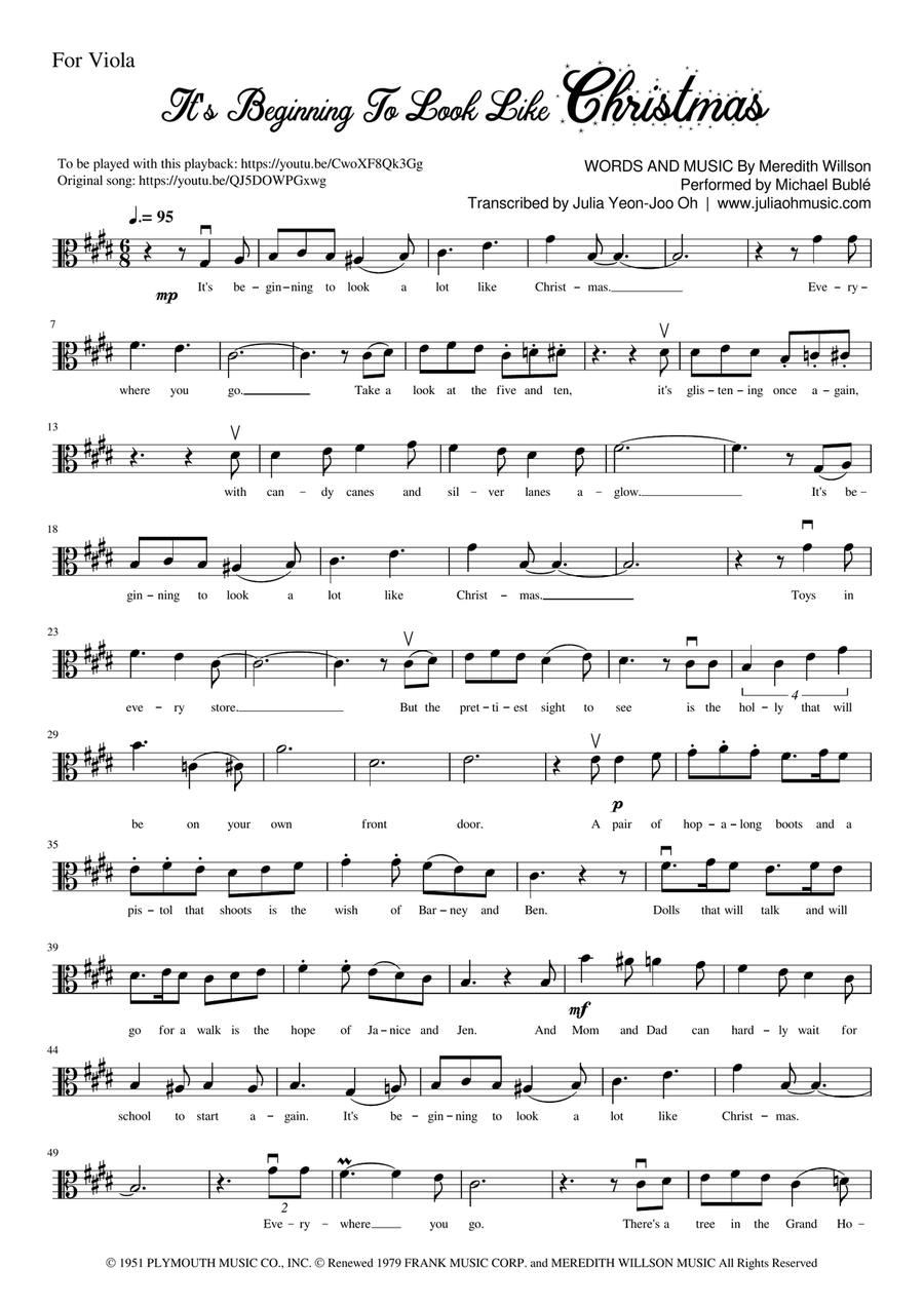 It's Beginning To Look Like Christmas Viola Solo scores gallery preview page 1