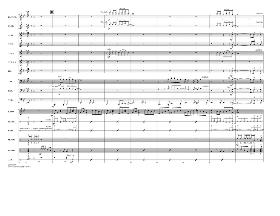 Don't Go Breaking My Heart - Conductor Score (Full Score) Marching Band scores gallery preview page 3