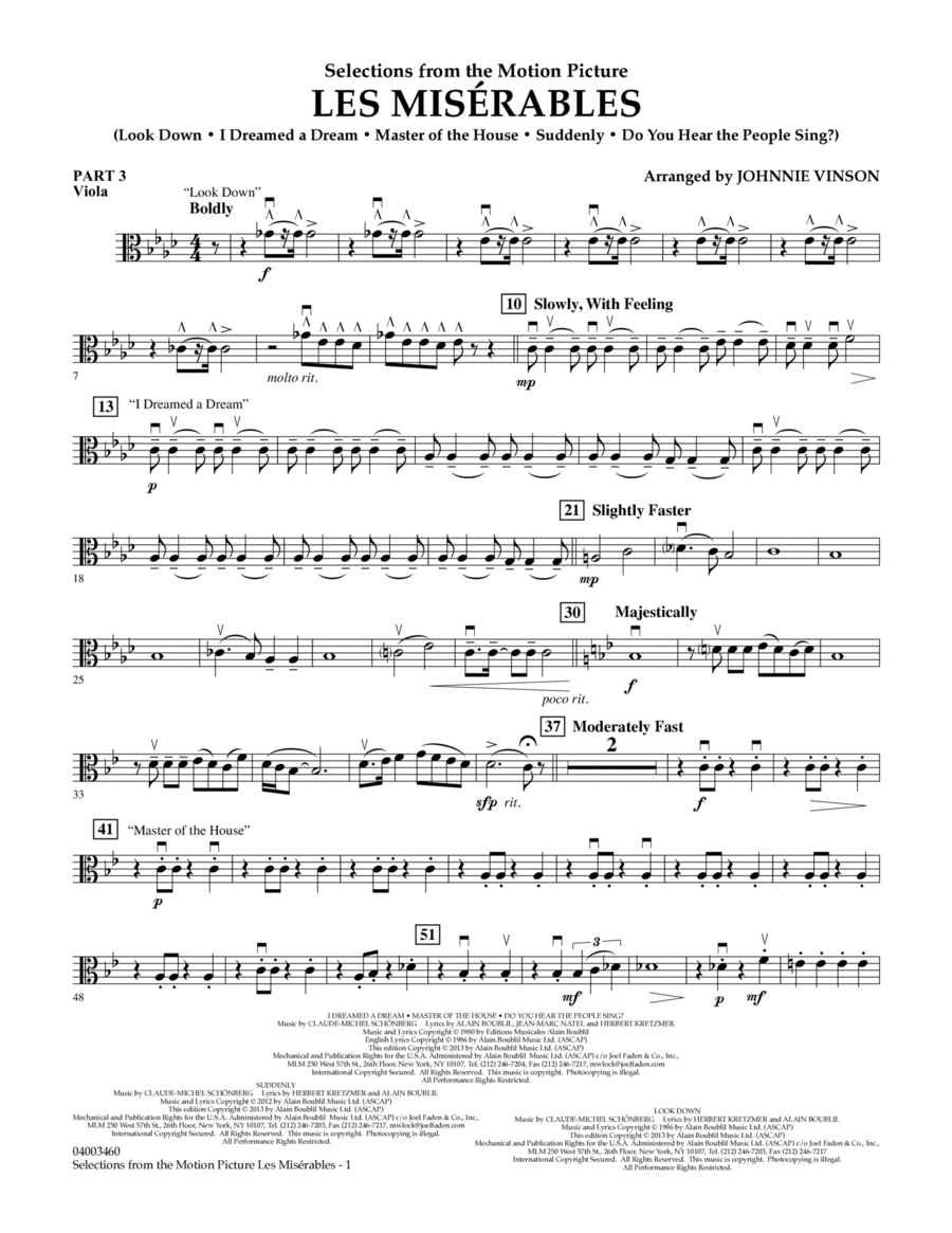 Les Miserables (Selections from the Motion Picture) - Pt.3 - Viola Concert Band scores gallery preview page 1