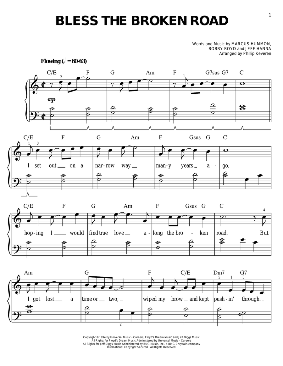 Bless The Broken Road (arr. Phillip Keveren) Easy Piano scores gallery preview page 1