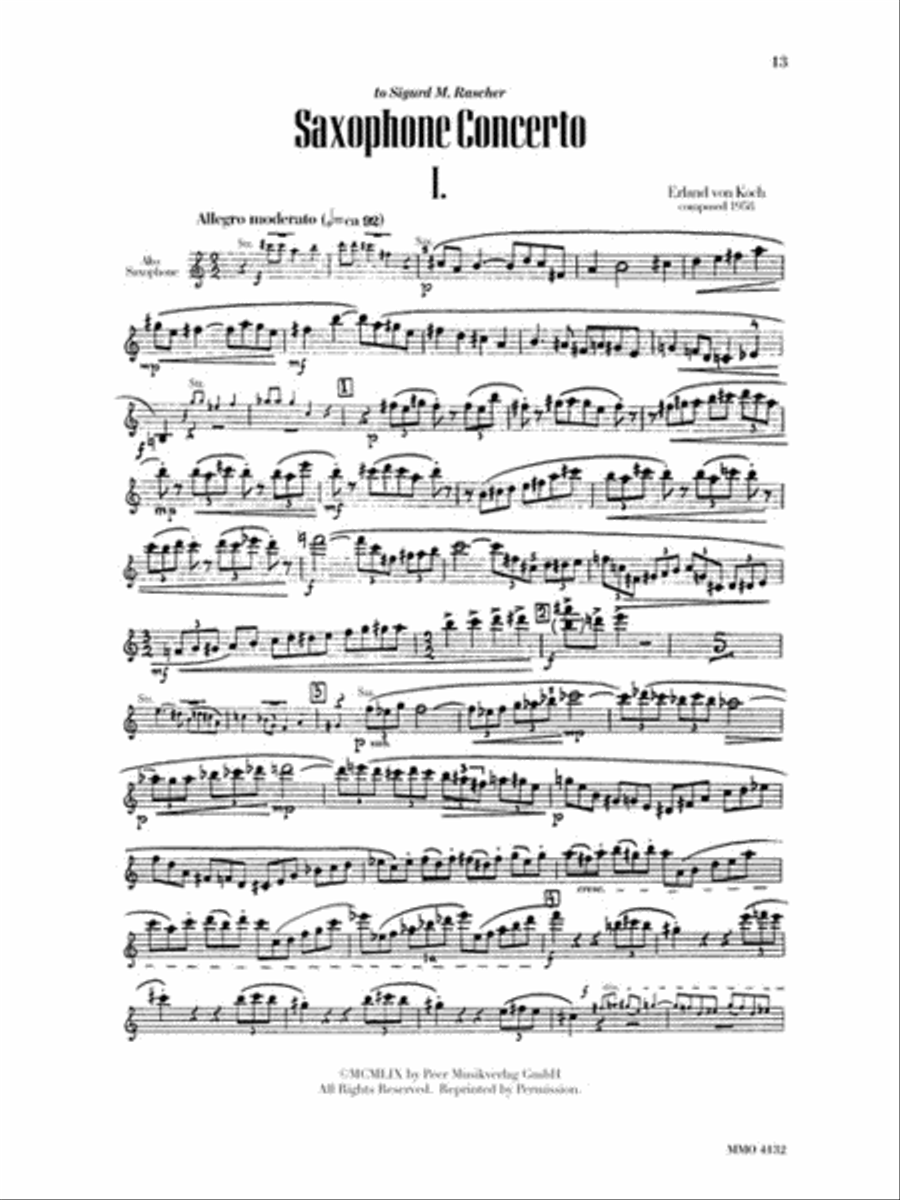 Glazunov – Concerto in E-flat Major, Op. 109; Von Koch – Concerto in E-flat Major Alto Saxophone scores gallery preview page 4