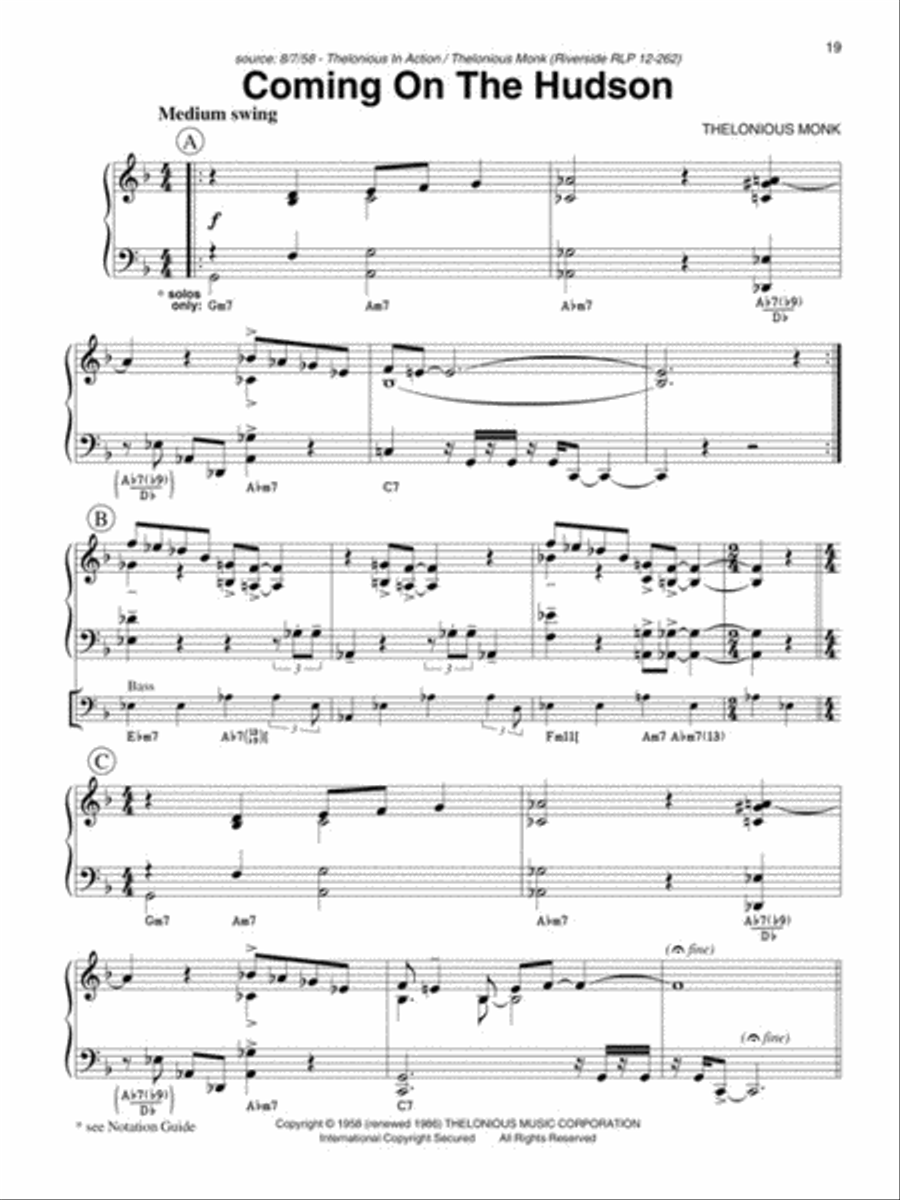 Thelonious Monk Fake Book Electric Guitar scores gallery preview page 6