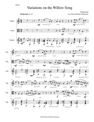 Variations on The Willow Song for violin, viola and guitar