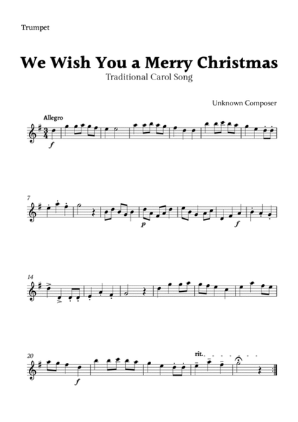 We Wish you a Merry Christmas for Trumpet and Trombone Duet image number null
