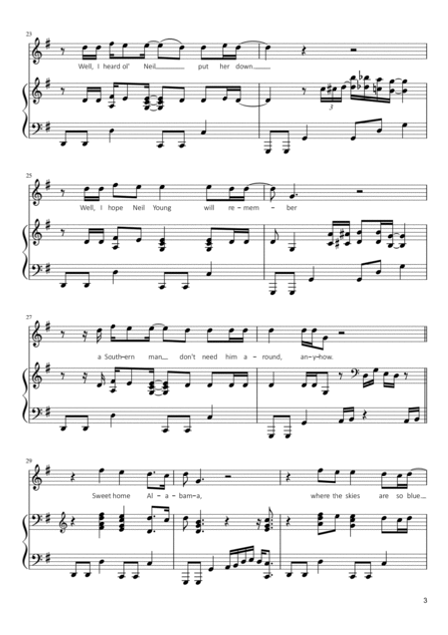 Sweet Home Alabama Voice scores gallery preview page 3