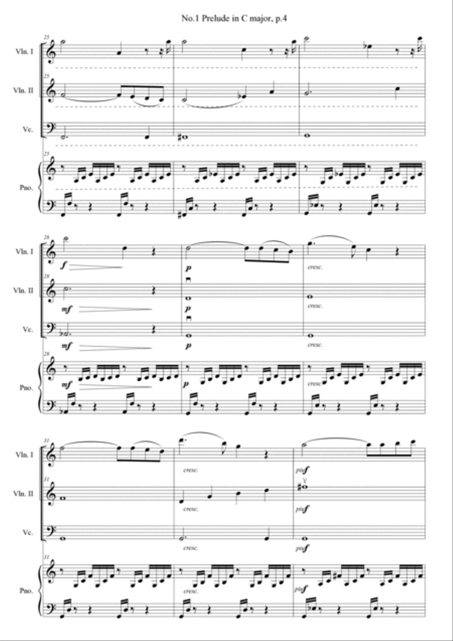 Bach Prelude in C major for 1vn,2vc,pno Piano Trio scores gallery preview page 4