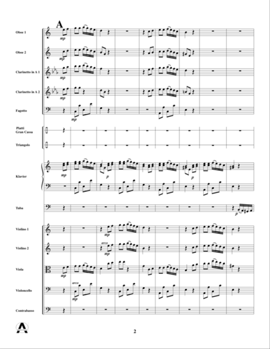 Piano Sonata in A (Third Movement --a.k.a. Turkish March) for tuba and chamber orchestra Chamber Orchestra scores gallery preview page 5