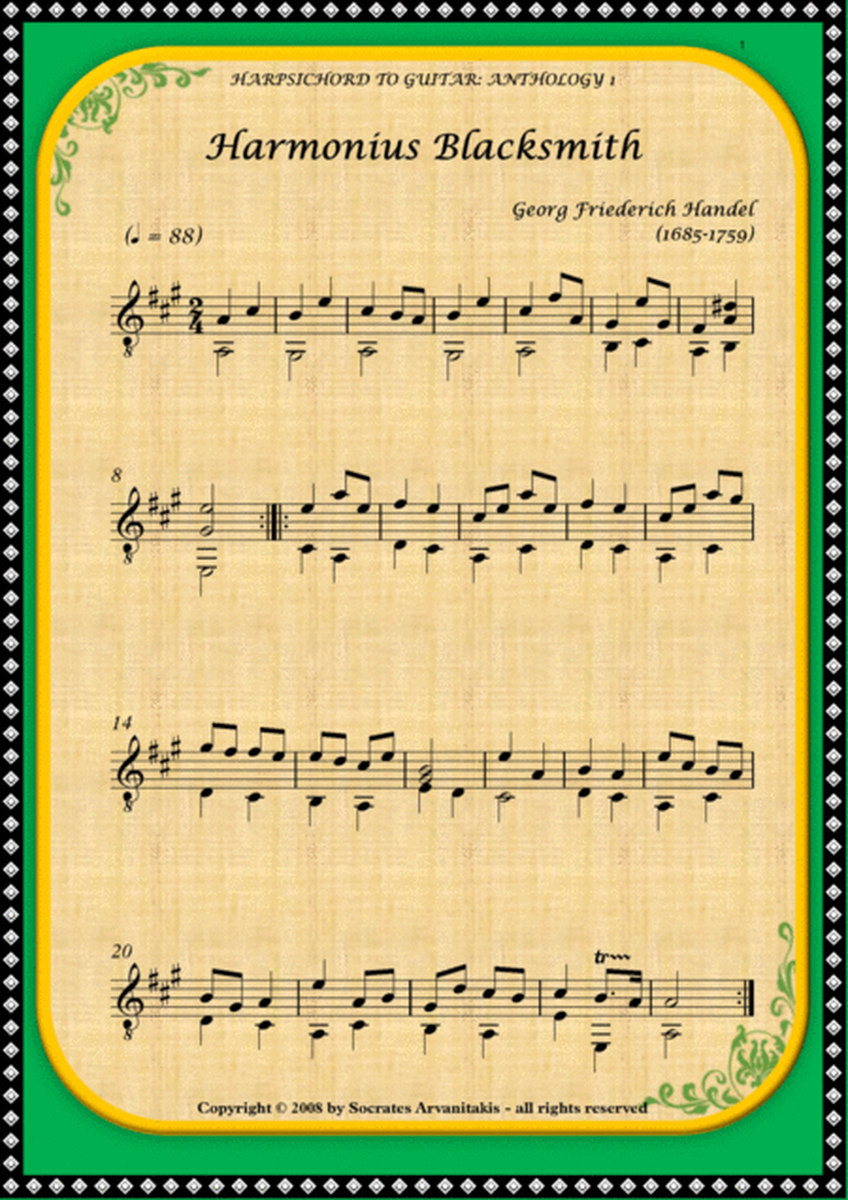 Harpsichord to Guitar-Anthology 1 (including tablatures) - Georg Friedrich Handel image number null