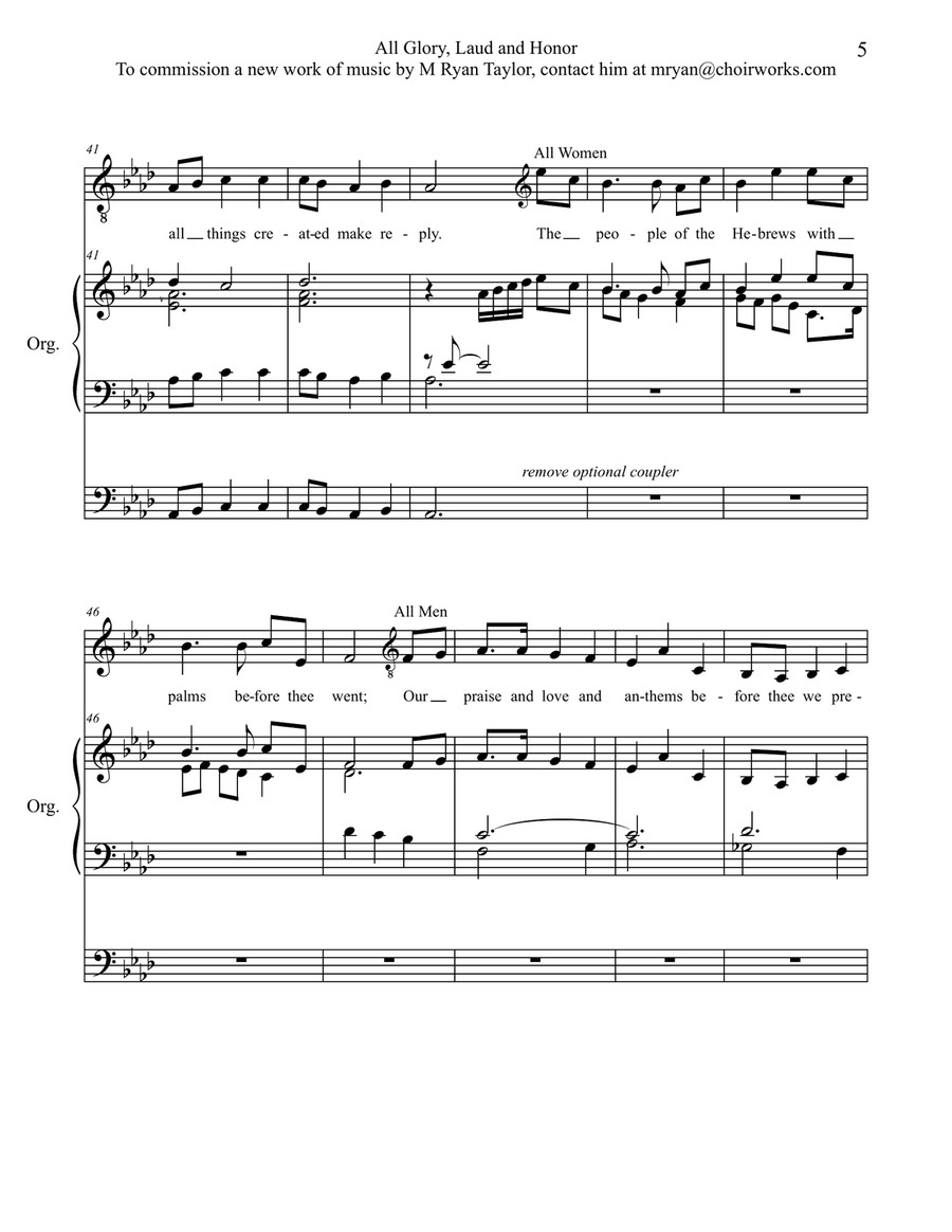 All Glory, Laud and Honor to the Tune of Holst's Thaxted for Choir, Congregation, Organ, Piano and O 4-Part scores gallery preview page 5