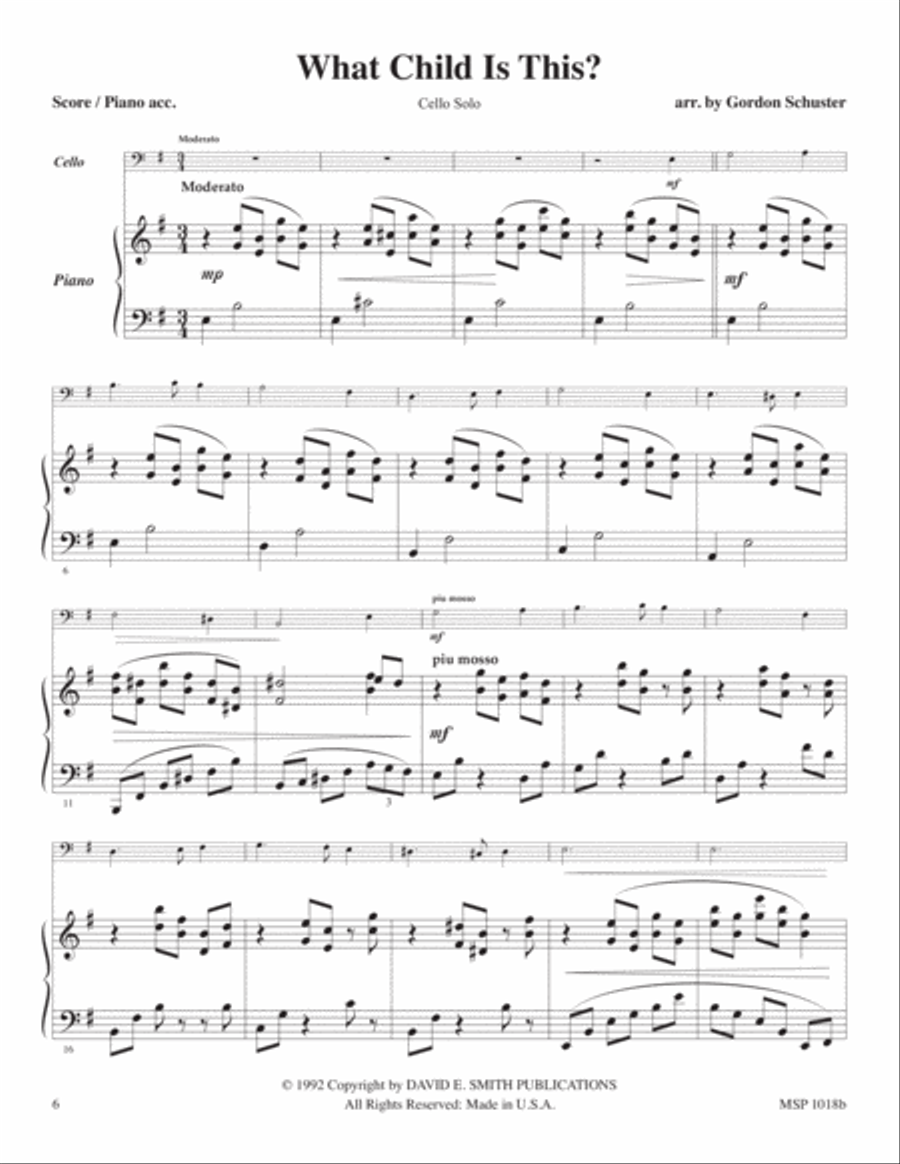 Three Christmas Solos - Cello, Vol. 1 Cello Solo scores gallery preview page 6