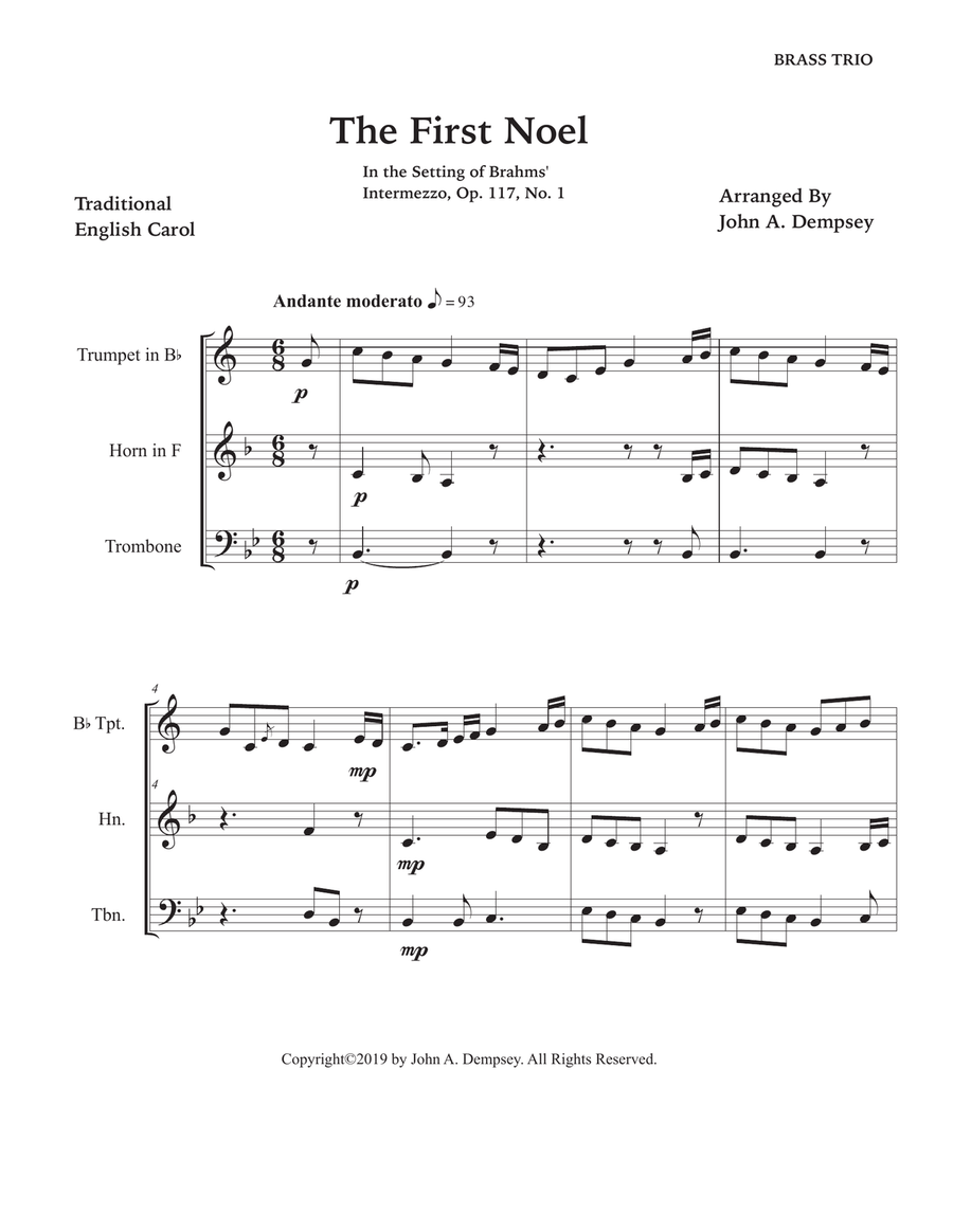 The First Noel (Brass Trio): Trumpet, Horn in F and Trombone Brass Trio scores gallery preview page 5