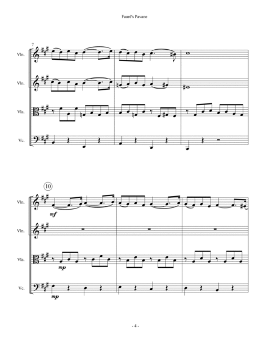 Fauré's Pavane - String Quartet String Quartet scores gallery preview page 4