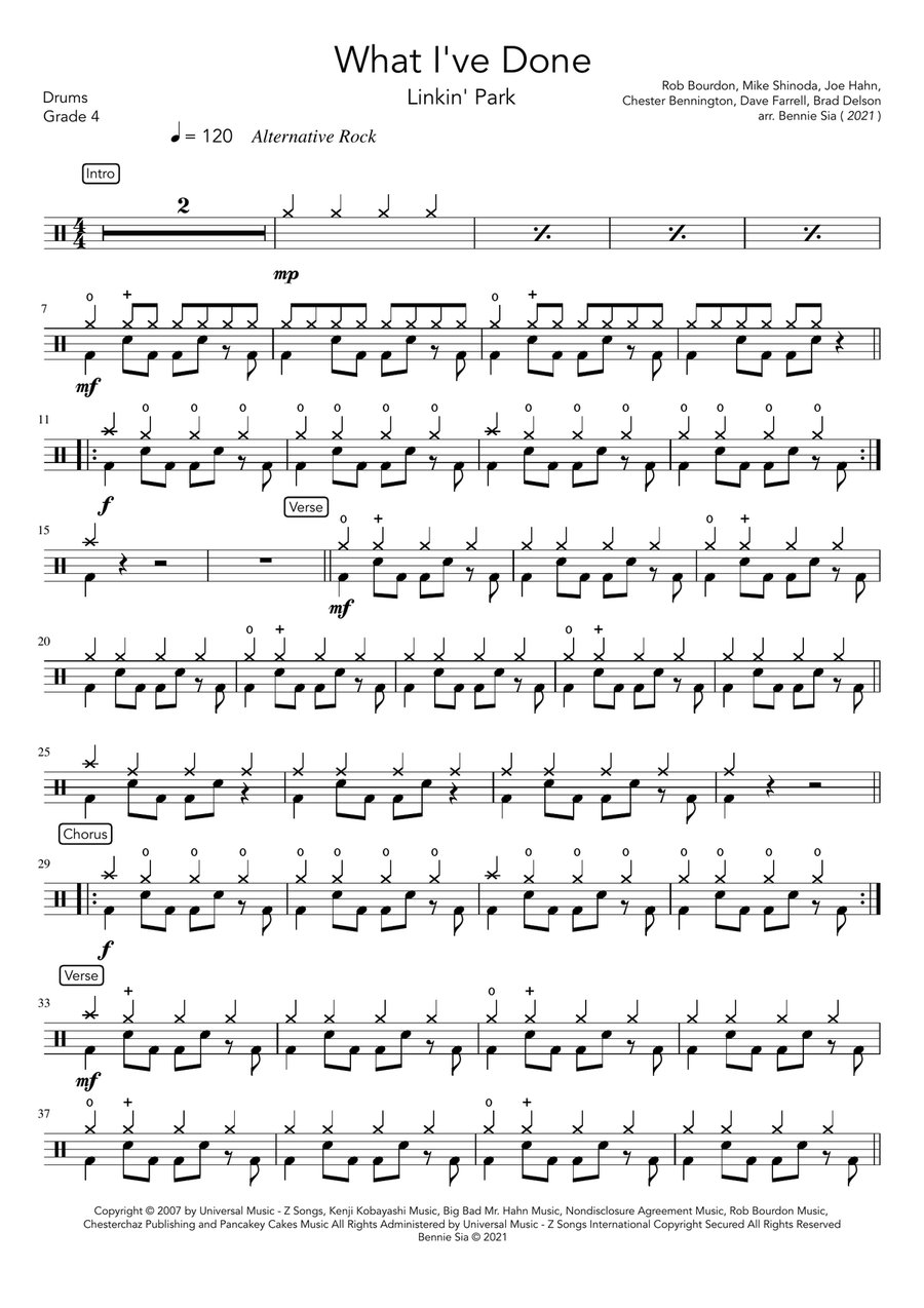 What I've Done Drum Set scores gallery preview page 1