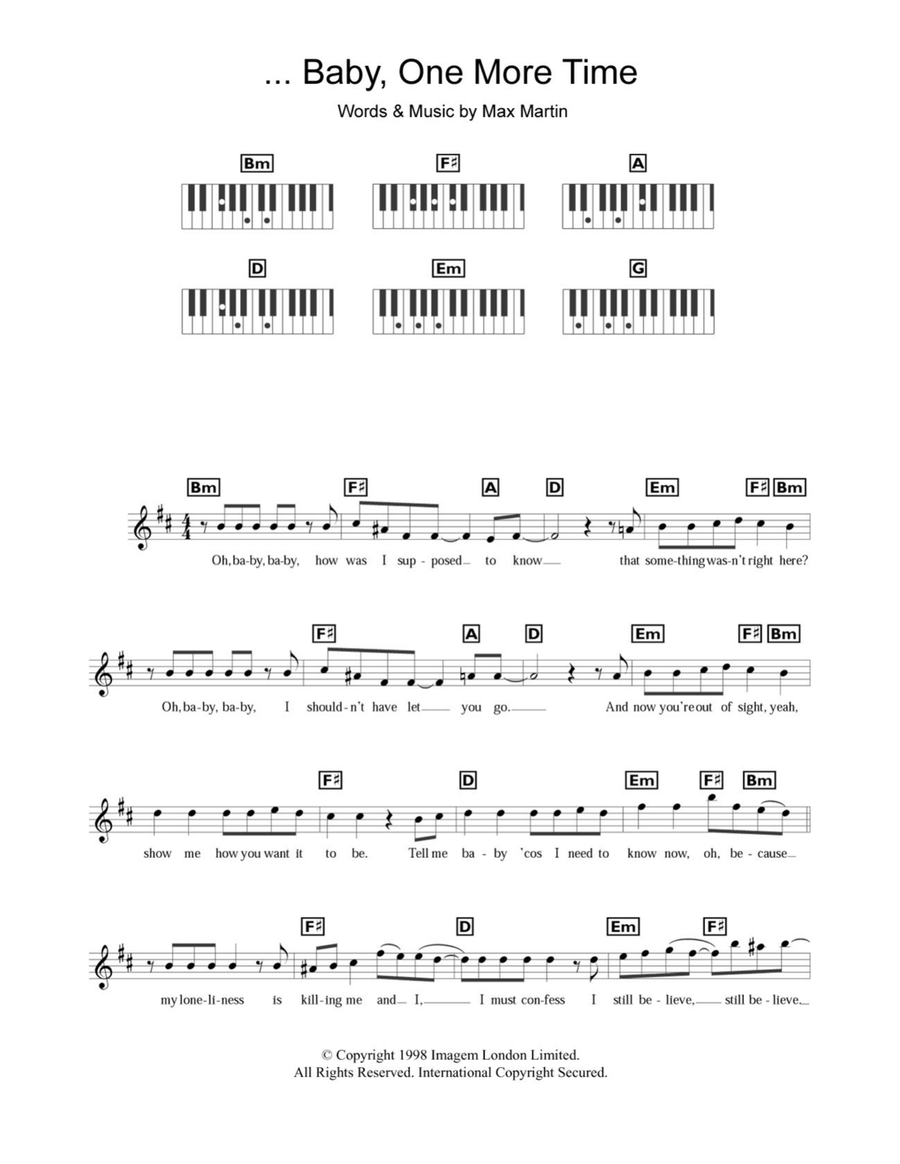 ...Baby One More Time Piano scores gallery preview page 1