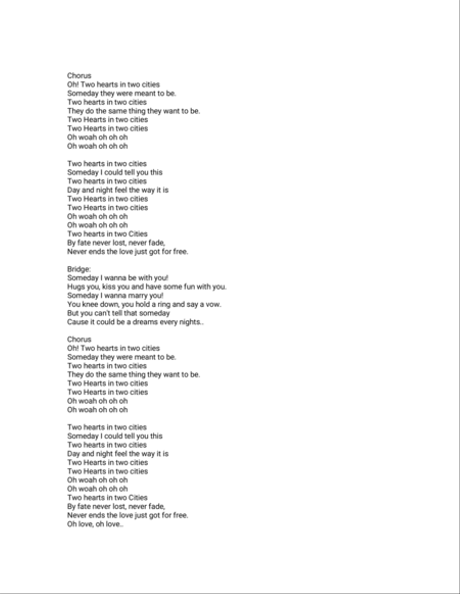 Two Hearts In Two Cities Piano, Vocal, Guitar scores gallery preview page 2