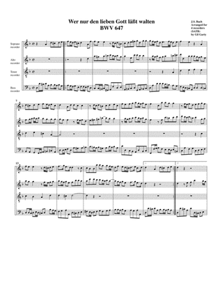 Wer nun den lieben Gott laesst walten, BWV 647 (arrangement for 4 recorders)