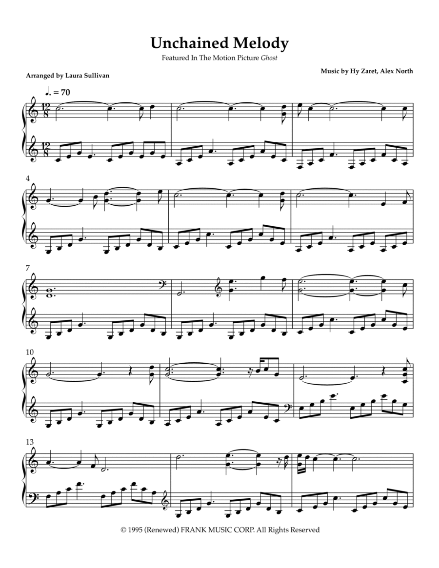 Unchained Melody Piano Solo scores gallery preview page 1
