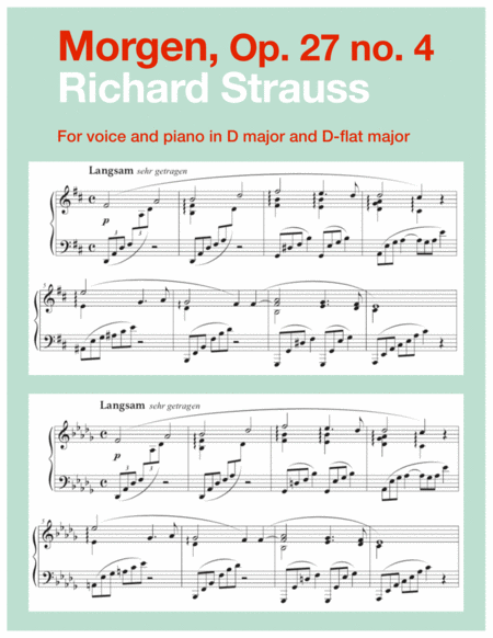 Morgen, Op. 27 no. 4 (in 2 low keys: D, D-flat major)