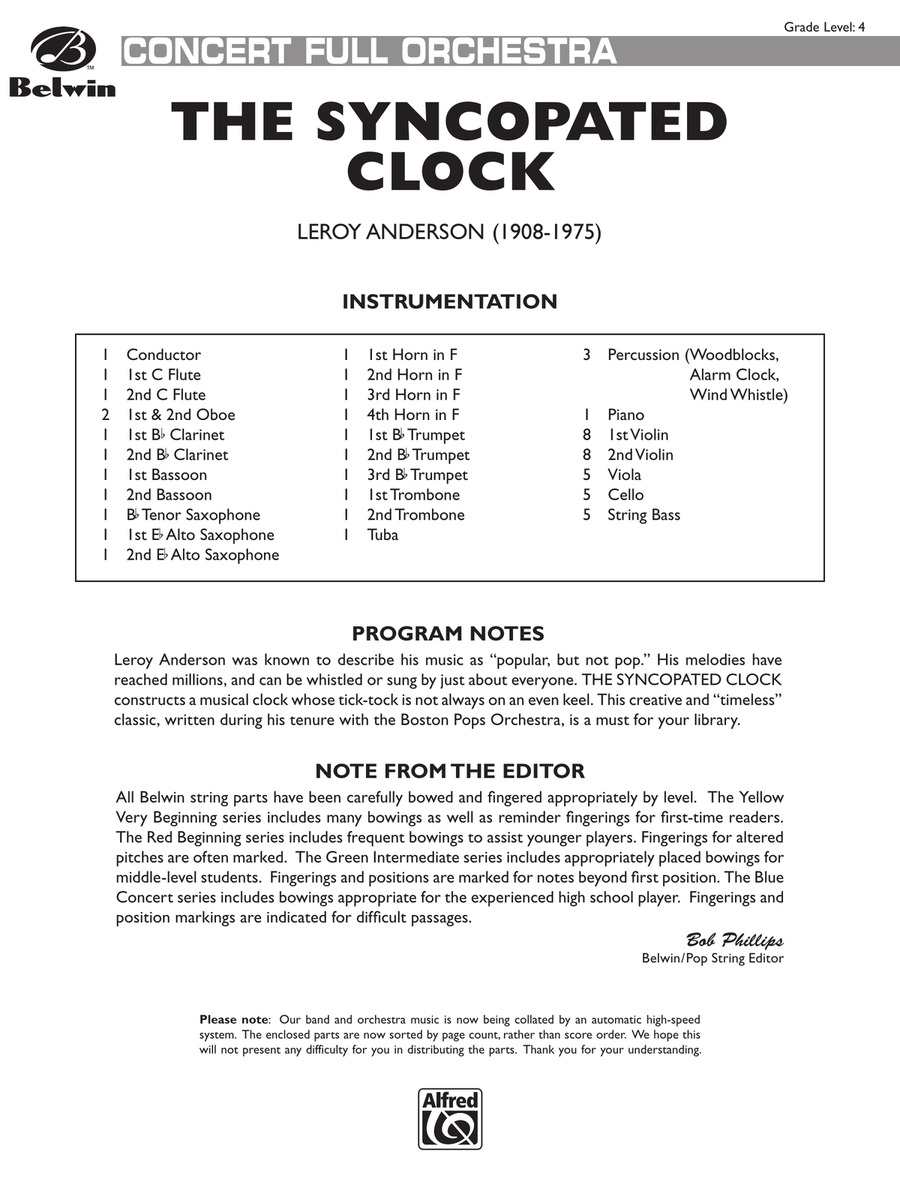 The Syncopated Clock: Score