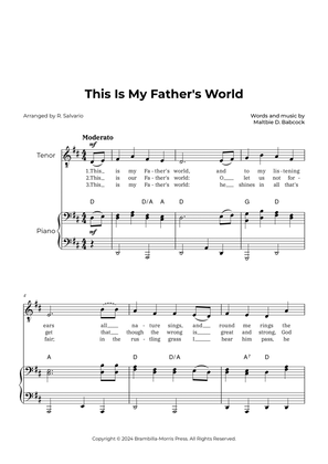 This Is My Father's World (Key of D Major)
