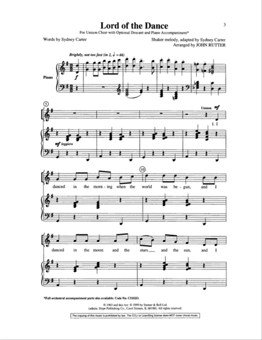 Lord of the Dance Unison Choir scores gallery preview page 4
