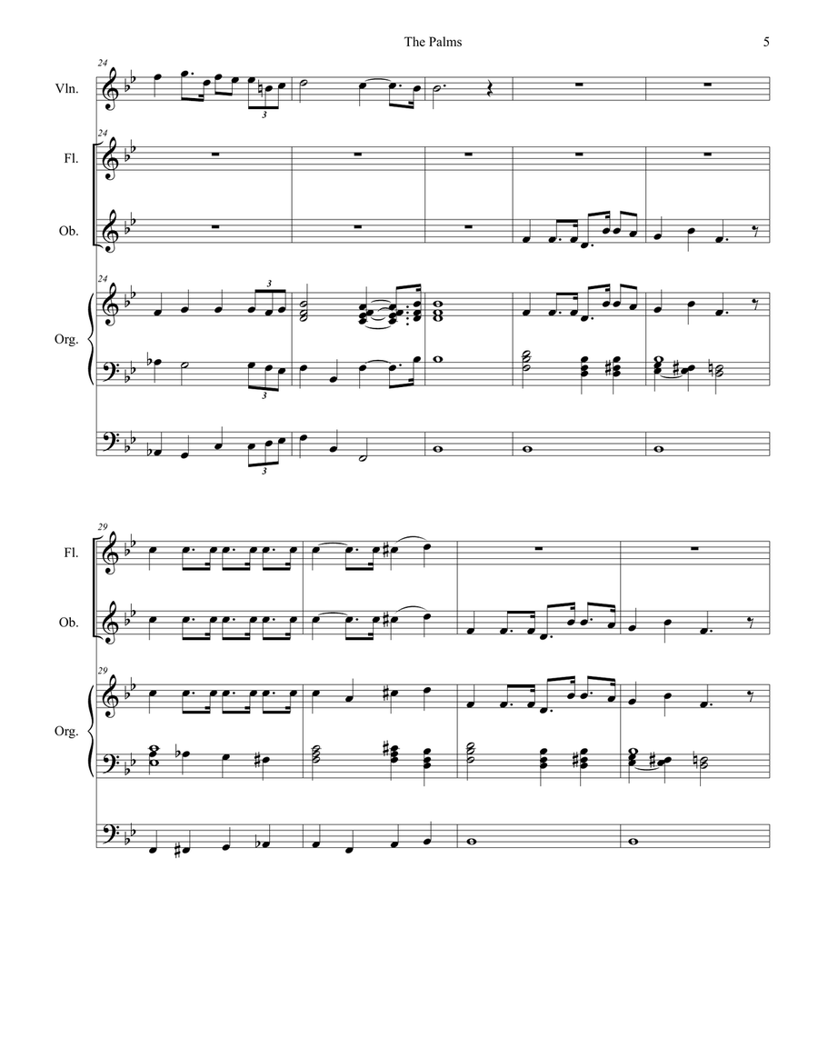 The Palms (Woodwind Quartet and Organ) Woodwind Quartet scores gallery preview page 5