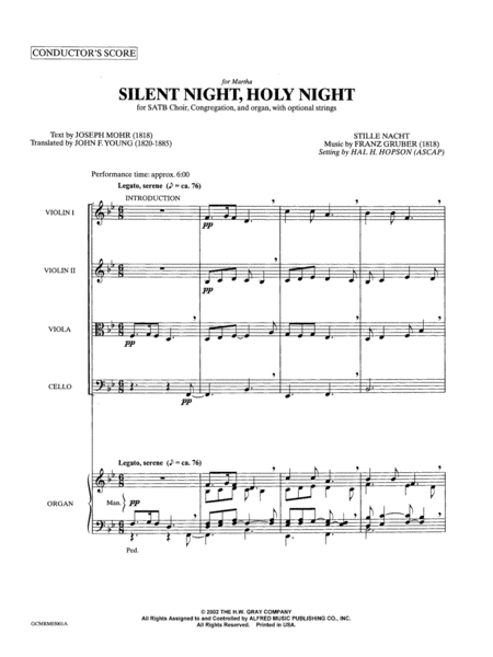 Silent Night, Holy Night: Score