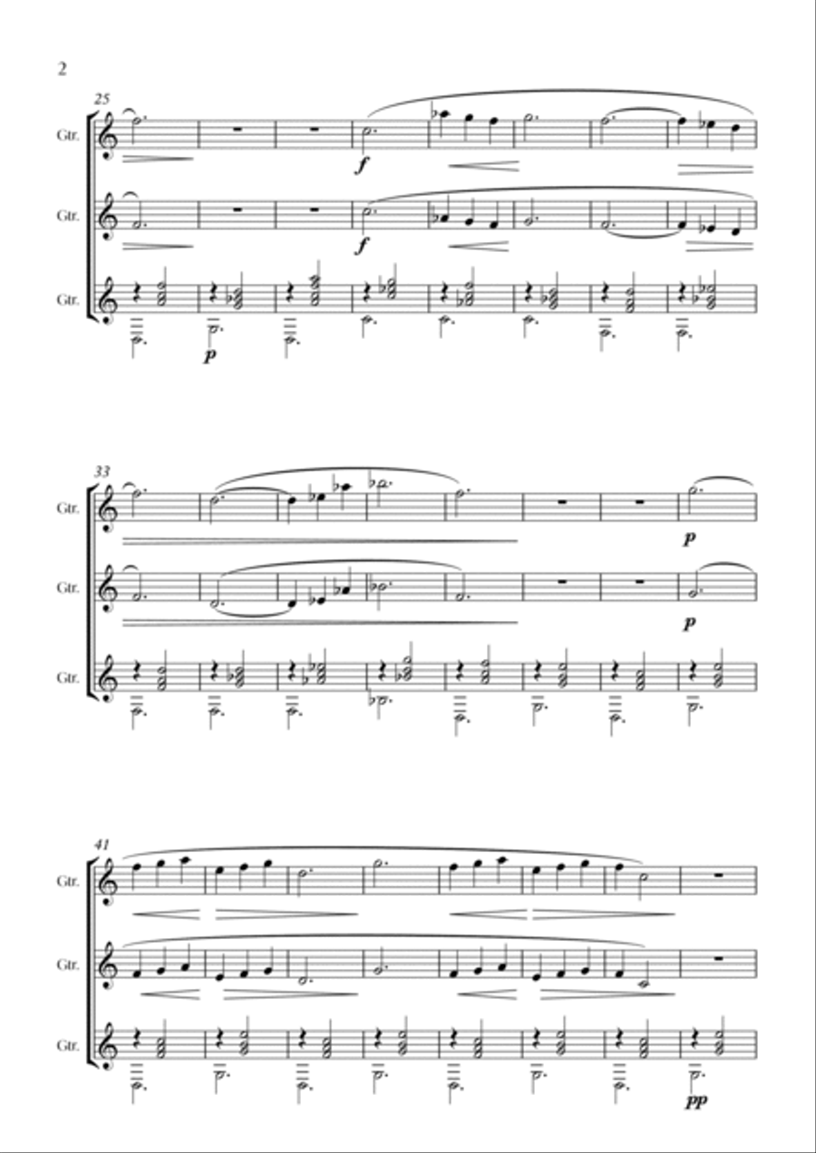 Gymnopedie 2 - guitar trio Guitar Ensemble scores gallery preview page 3
