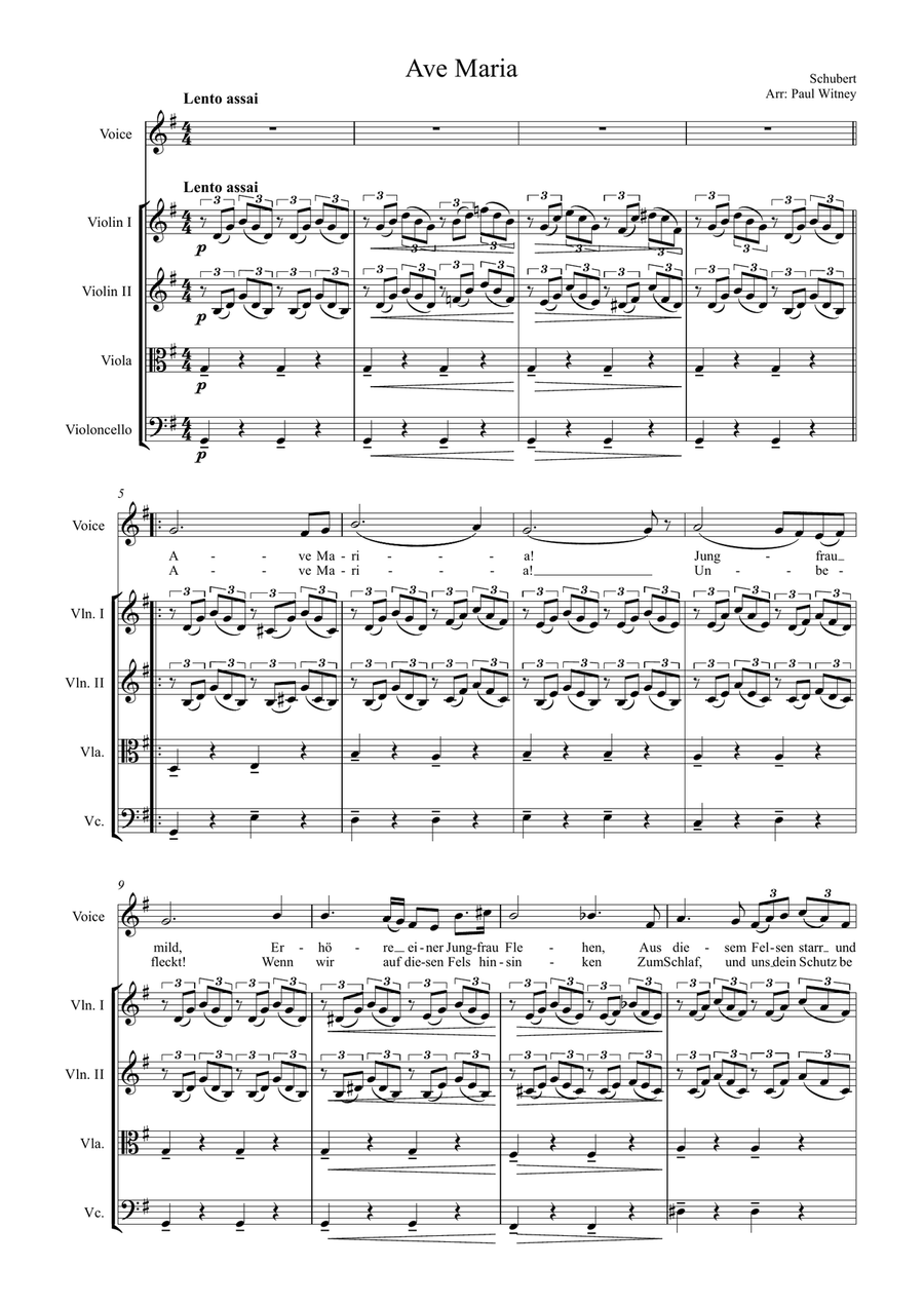 Ave Maria for Voice and String Quartet String Quartet scores gallery preview page 2
