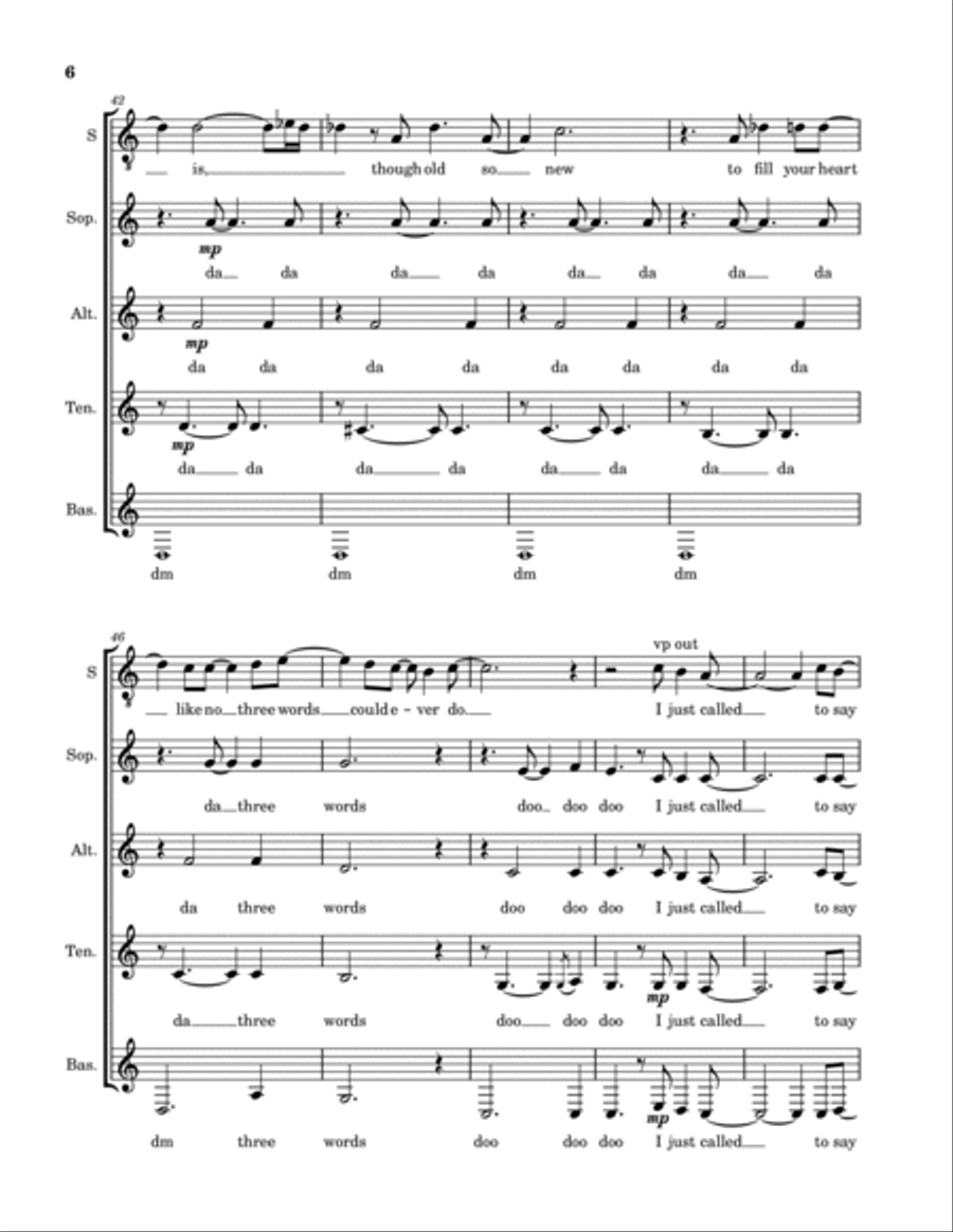 I Just Called To Say I Love You 4-Part scores gallery preview page 6