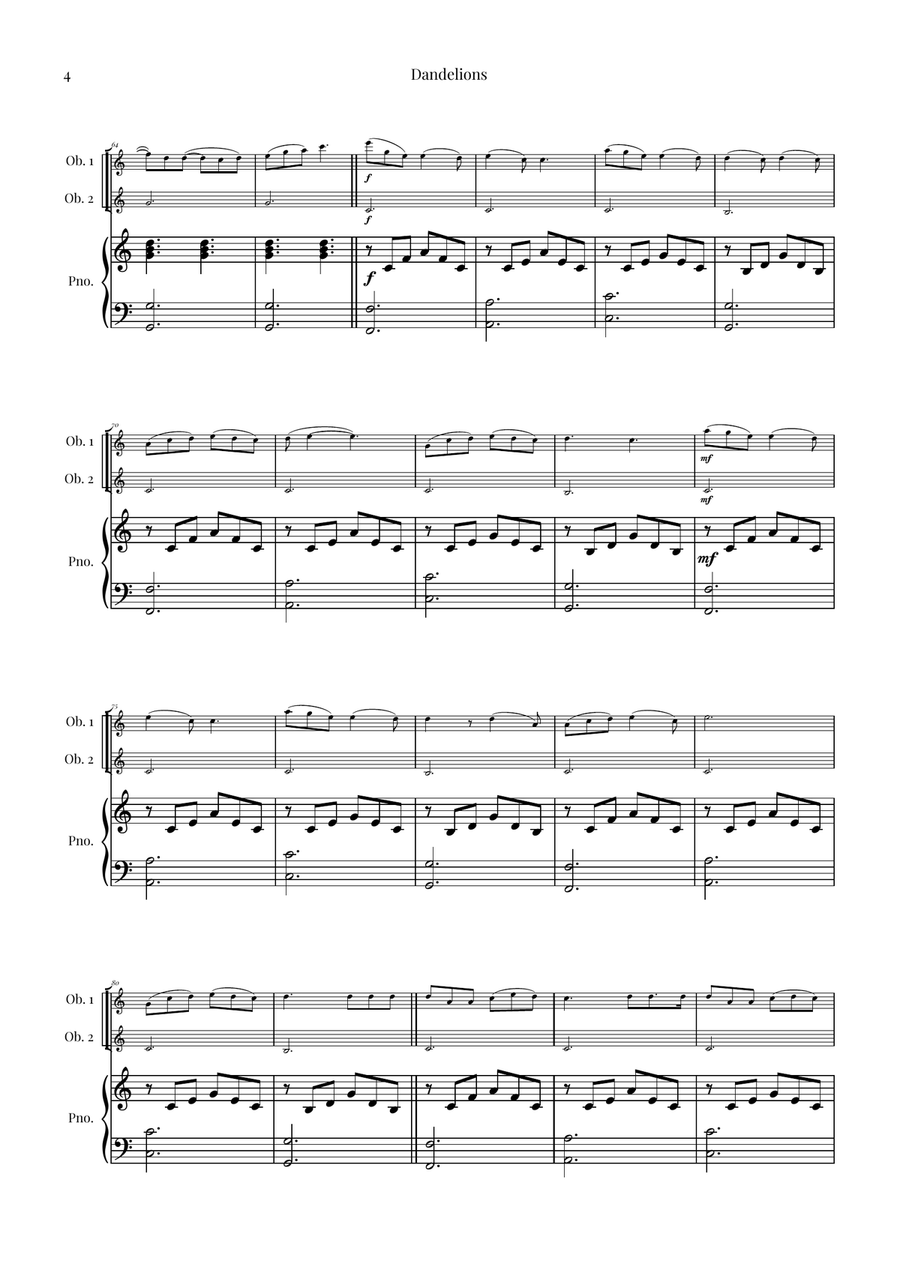 Dandelions Woodwind Duet scores gallery preview page 4
