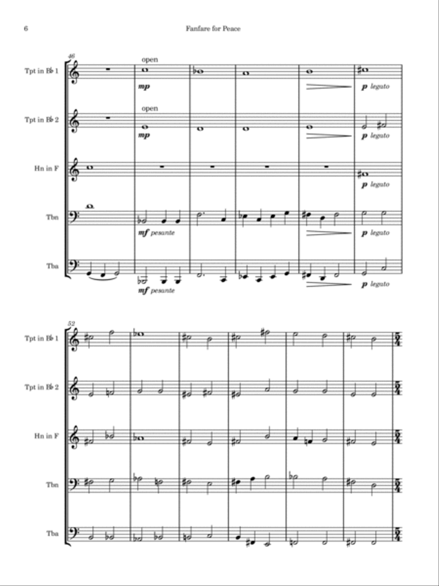 Fanfare for Peace Brass Ensemble scores gallery preview page 6