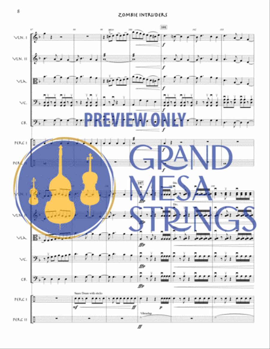 Zombie Intruders String Orchestra scores gallery preview page 9