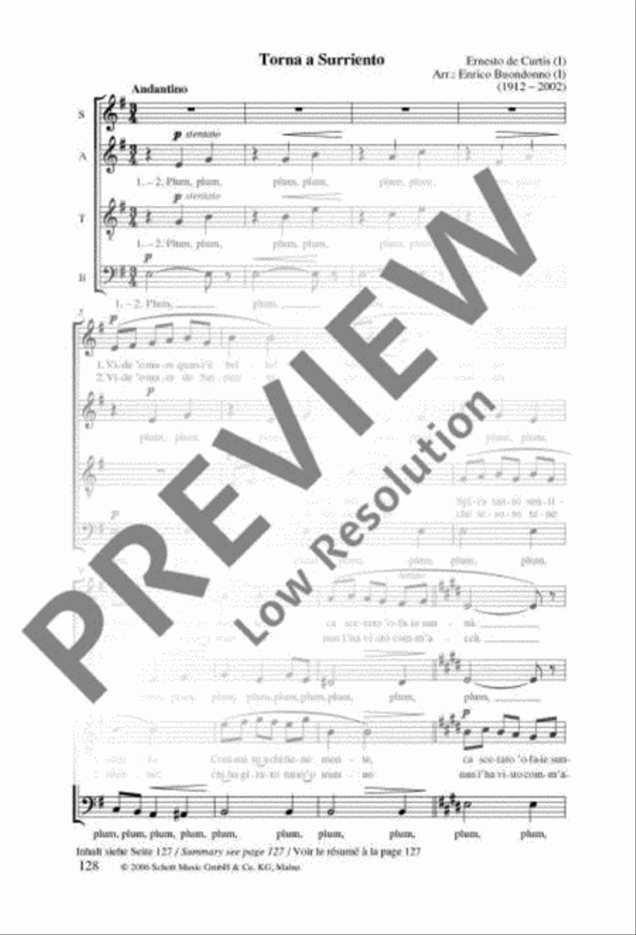 Torno a Surriento 4-Part scores gallery preview page 2