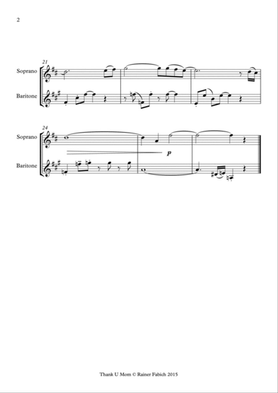 Thank U Mom - SaxReggaeDuet Woodwind Duet scores gallery preview page 3