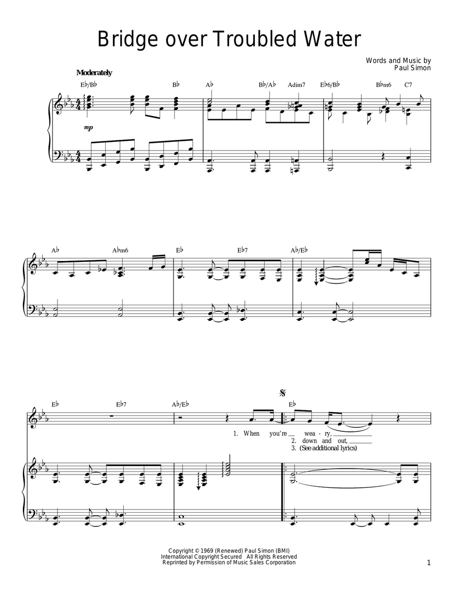 Bridge Over Troubled Water Acoustic Guitar scores gallery preview page 1