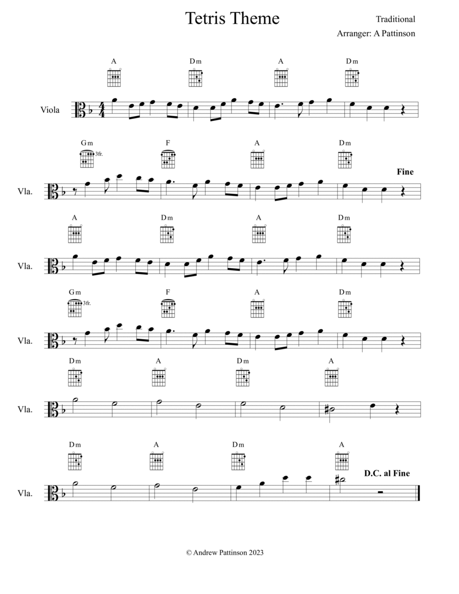 Tetris for Viola Tetris for Viola Viola Solo scores gallery preview page 1