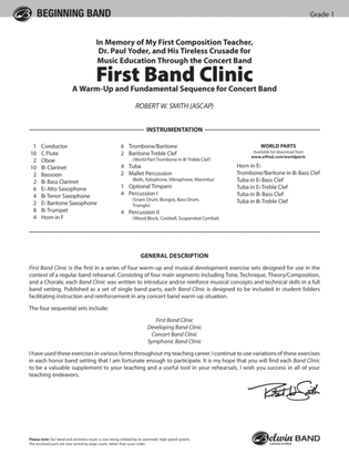 Book cover for First Band Clinic (A Warm-Up and Fundamental Sequence for Concert Band): Score