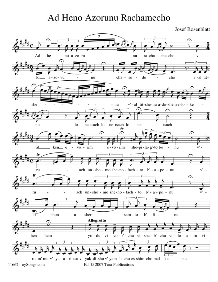 Ad Heno Azorunu Rachamecho Choir scores gallery preview page 1